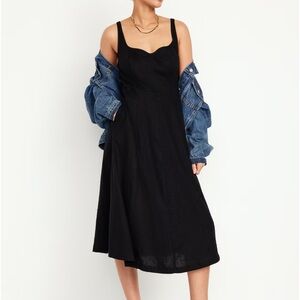 Old navy midi black fit and flare dress M